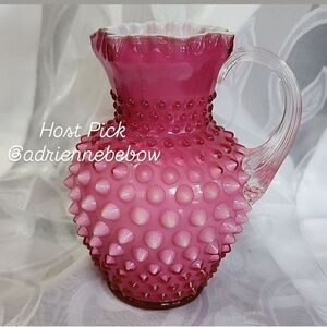 🎀Vintage Cranberry Hobnail Opalescent Fenton Pitcher